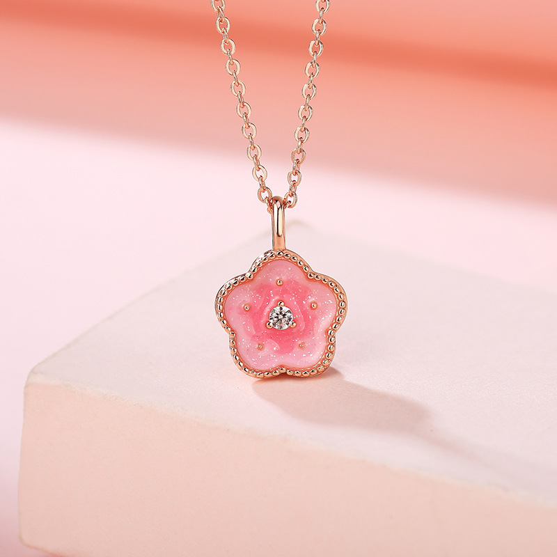 Peach blossom necklace, S925 sterling silver, exquisite gold pendant necklace, dazzle every moment of your life!