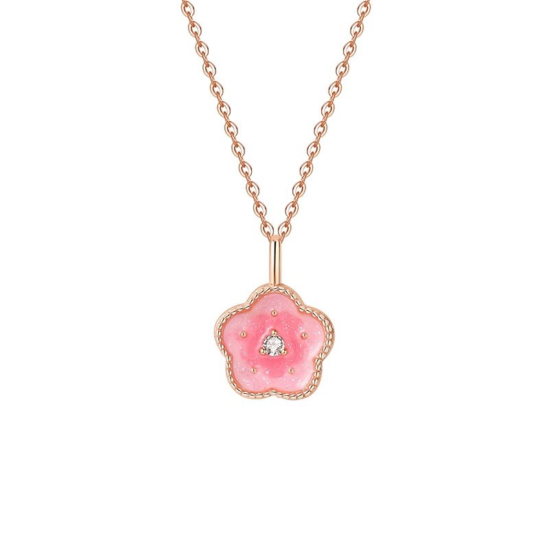 Peach blossom necklace, S925 sterling silver, exquisite gold pendant necklace, dazzle every moment of your life!