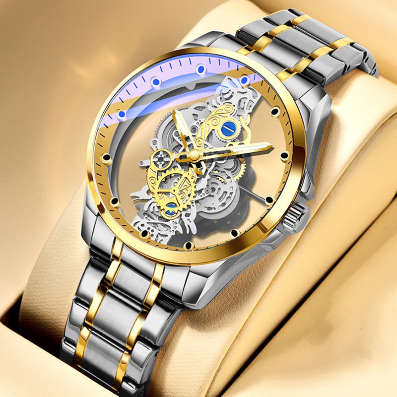 Stylish Men's Fully Automatic Movement Double-Sided Skeleton Watch