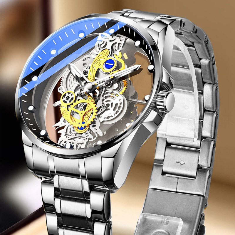 Uniquely designed fully automatic tourbillon double-sided skeleton men's watch